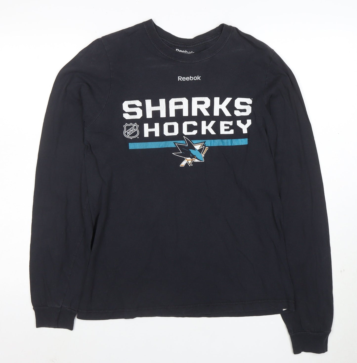 Reebok Men's Black San Jose Sharks Hockey Long Sleeve T-Shirt Size S