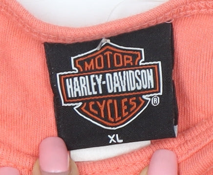 Harley-Davidson Womens Orange XL Long Sleeve Cotton T-Shirt