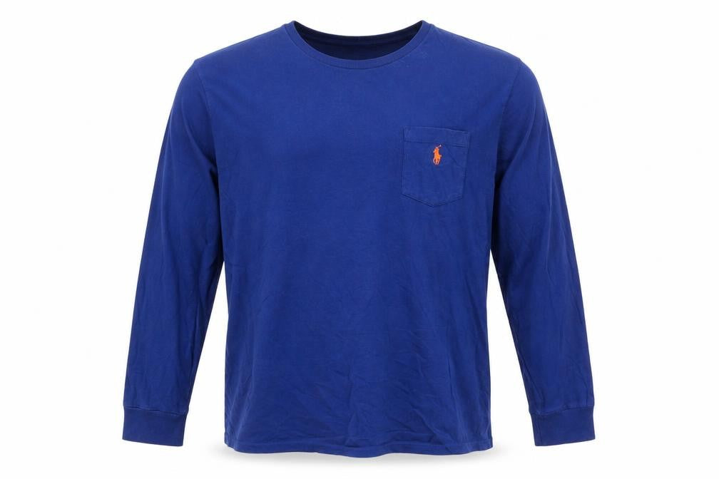 Ralph Lauren Men's Blue Long Sleeve Cotton Crew Neck T-Shirt L