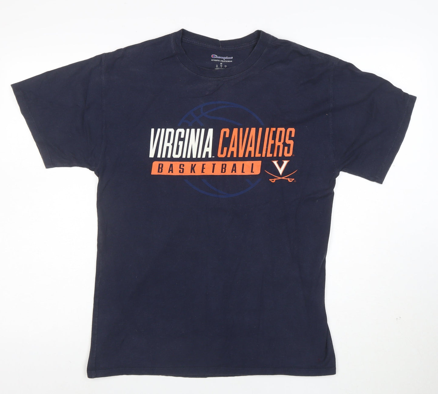 Champion Men Navy Virginia Cavaliers Basketball Cotton T-Shirt Size M