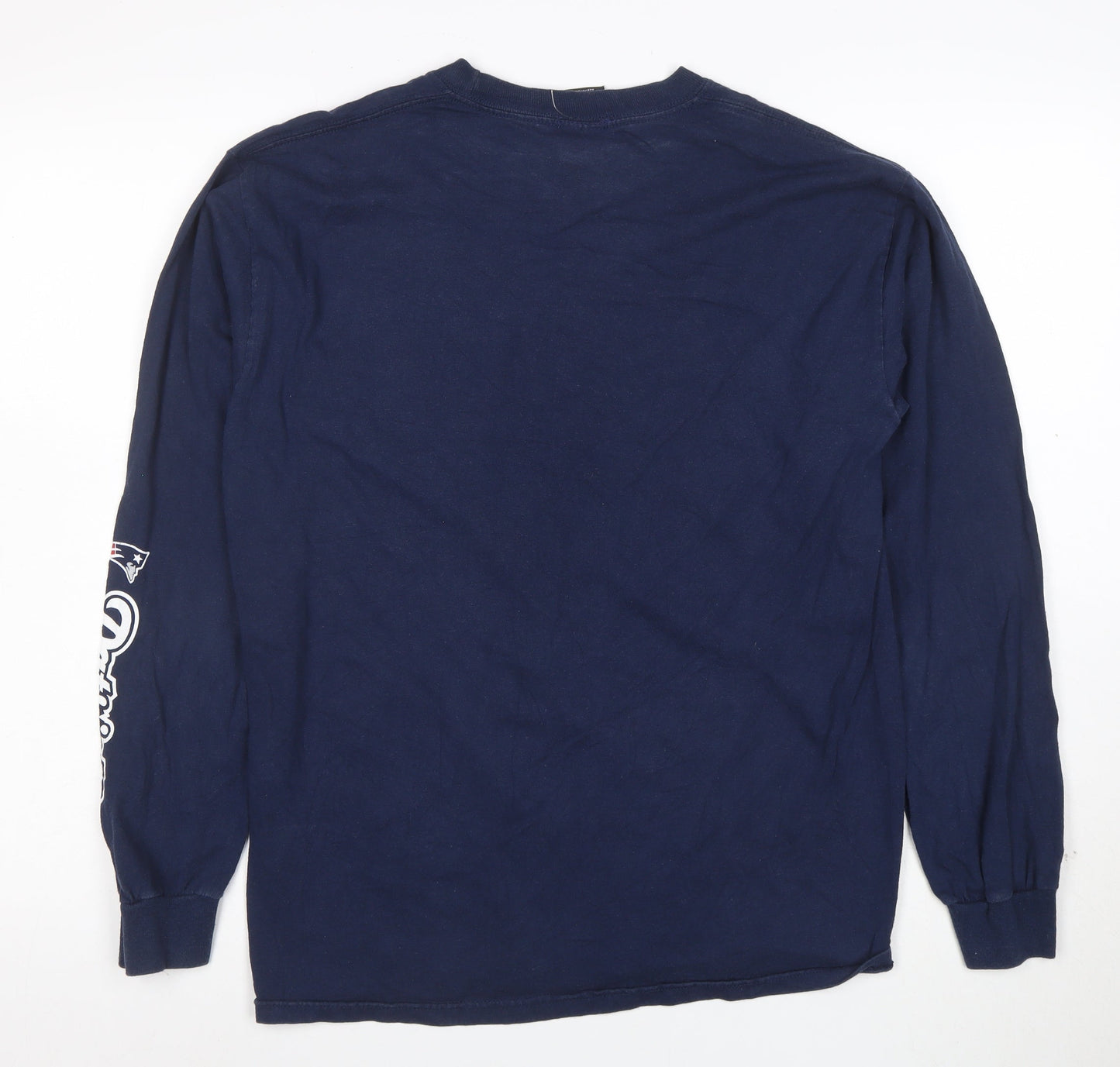 Team Apparel Men's Blue Patriots Long Sleeve Cotton T-Shirt Size M