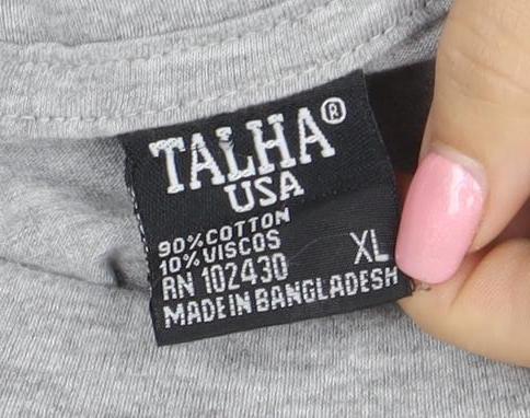 Talha USA Men’s Grey Long Sleeve Crew Neck SEA ISLE T-Shirt XL