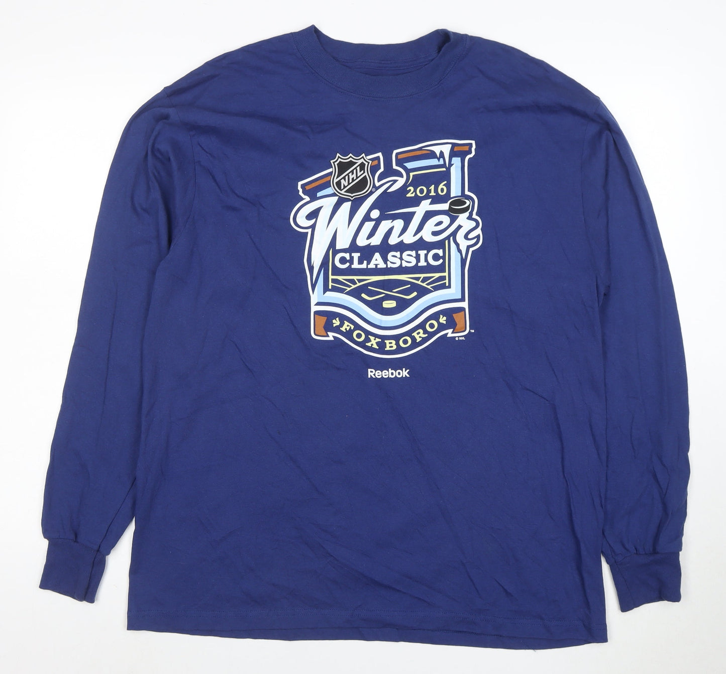 Reebok Men's Blue Long Sleeve NHL Winter Classic T-Shirt Size L
