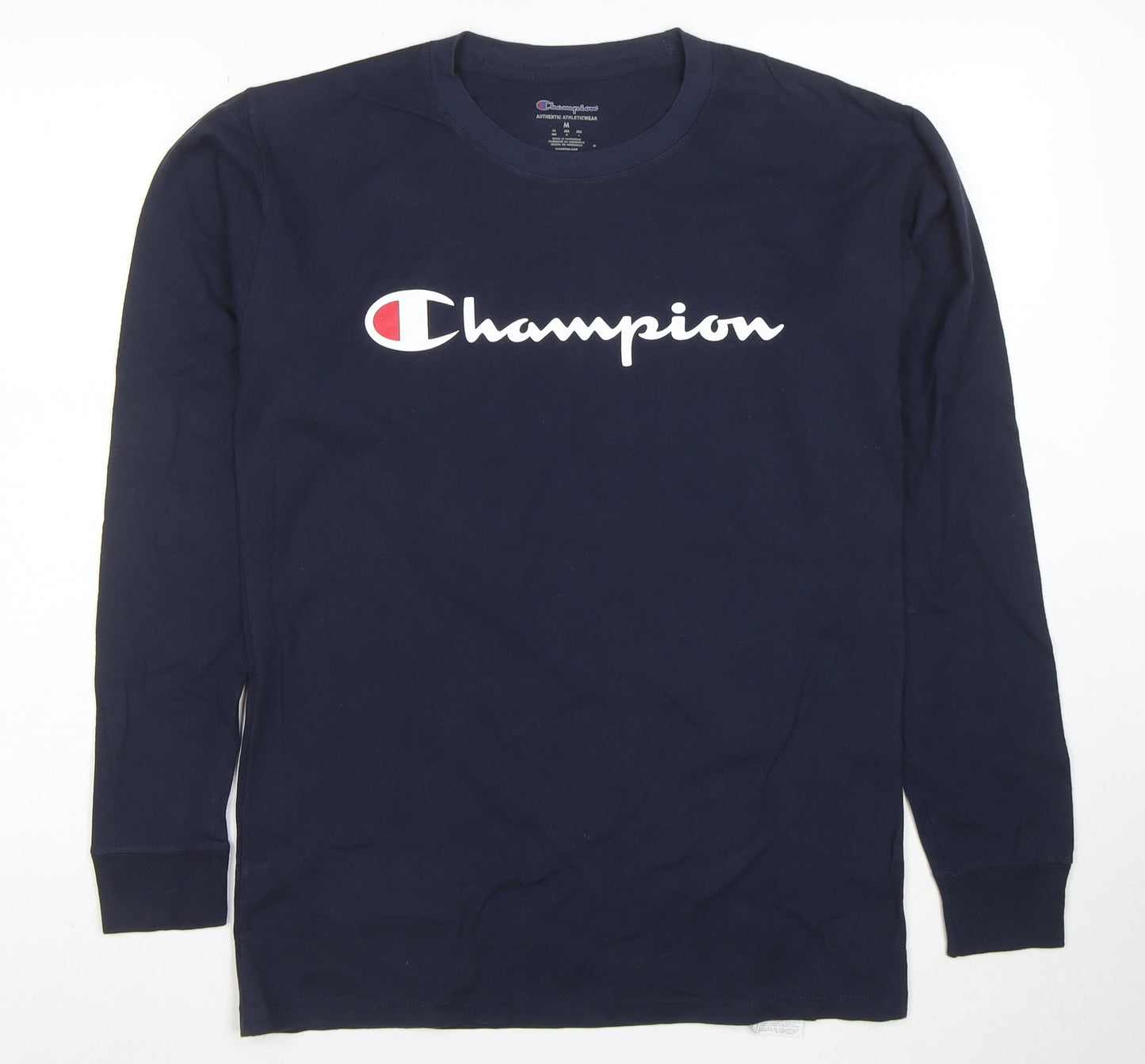 Champion Men's Blue Long Sleeve Crew Neck Sports T-Shirt M
