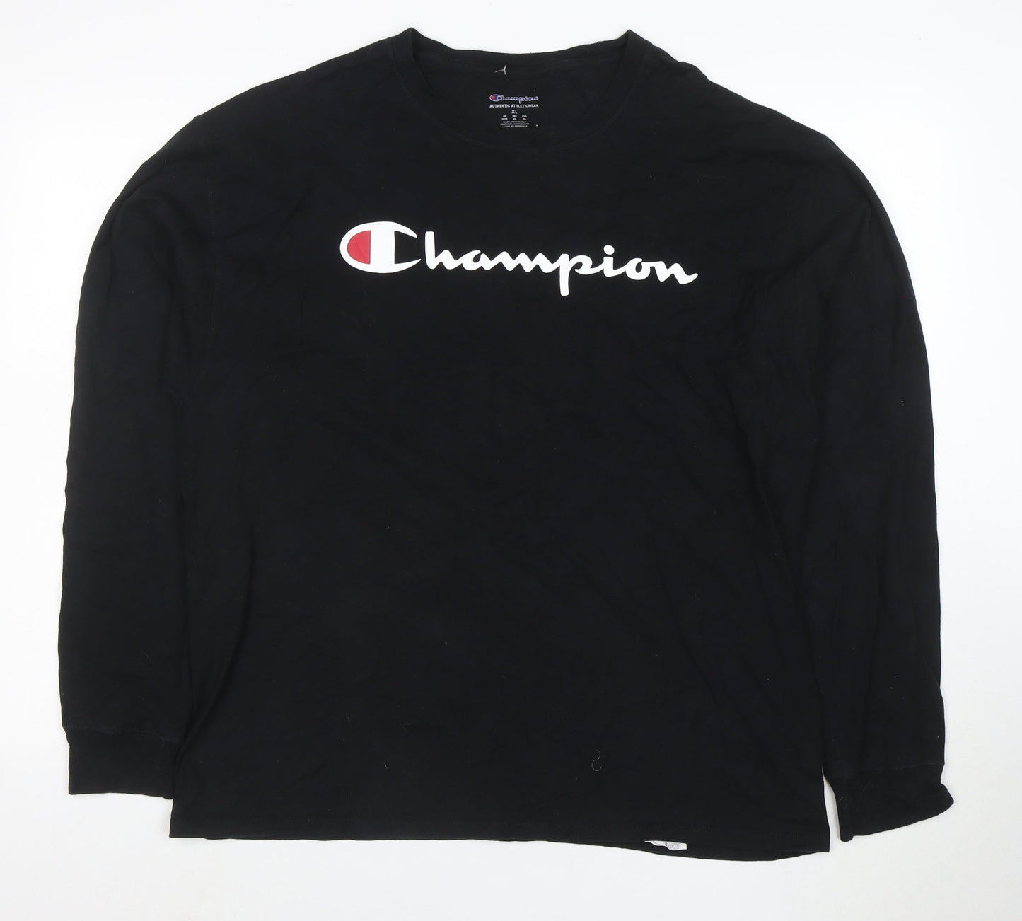 Champion Men's Black Long Sleeve Crew Neck Cotton T-Shirt XL
