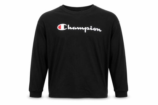 Champion Men's Black Long Sleeve Crew Neck Cotton T-Shirt XL