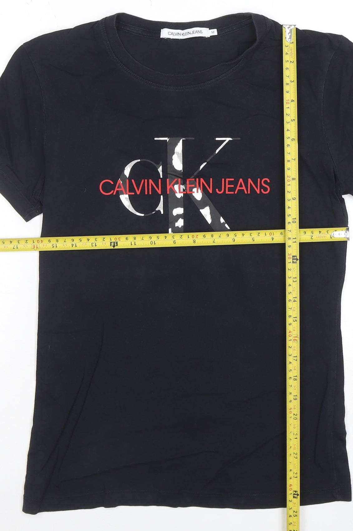 Calvin Klein Jeans Women's Black Cotton Logo T-Shirt Size M