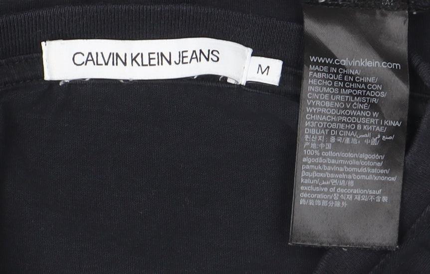 Calvin Klein Jeans Women's Black Cotton Logo T-Shirt Size M