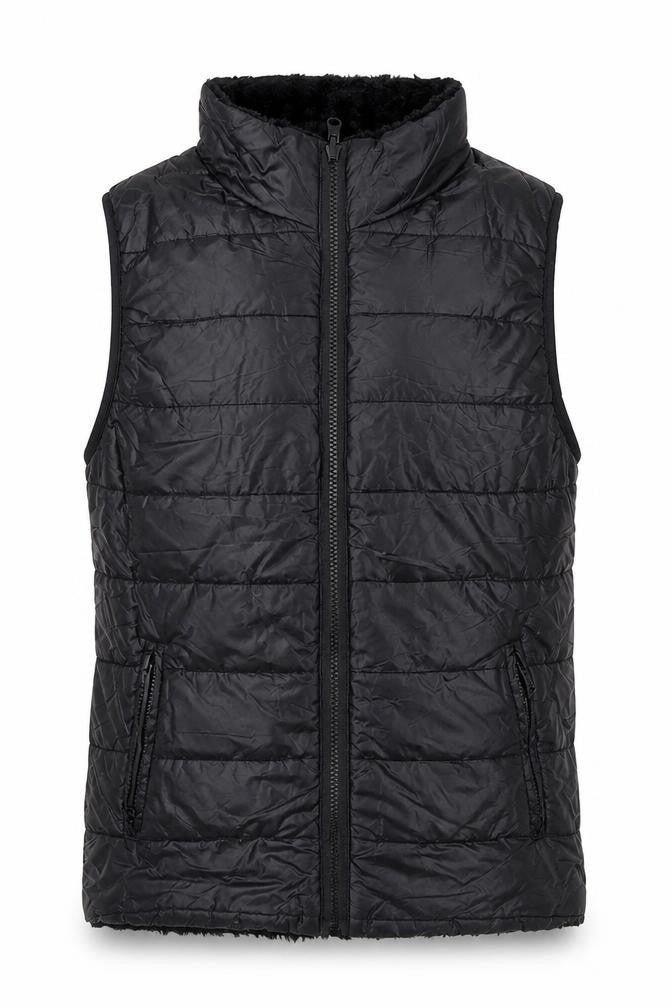 Cisono Women Black L Puffer Quilted Waistcoat Polyester Zip