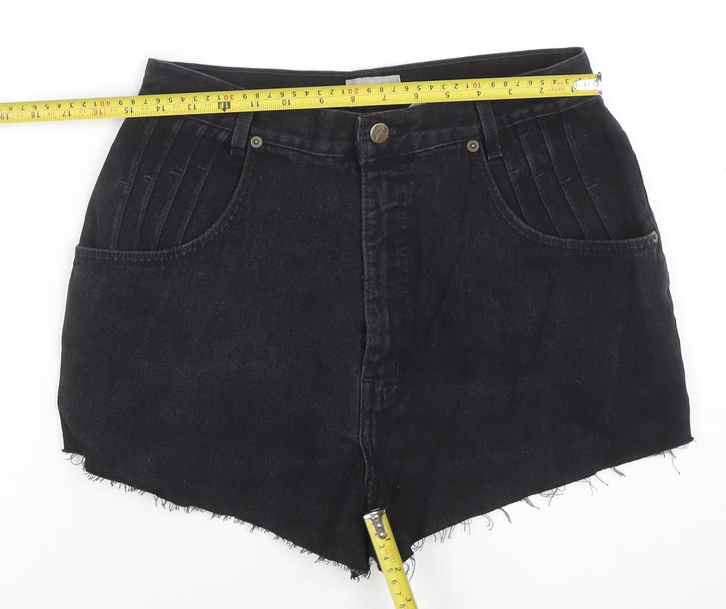 French Dressing Women’s Black Denim Cut-Off Shorts Size 12