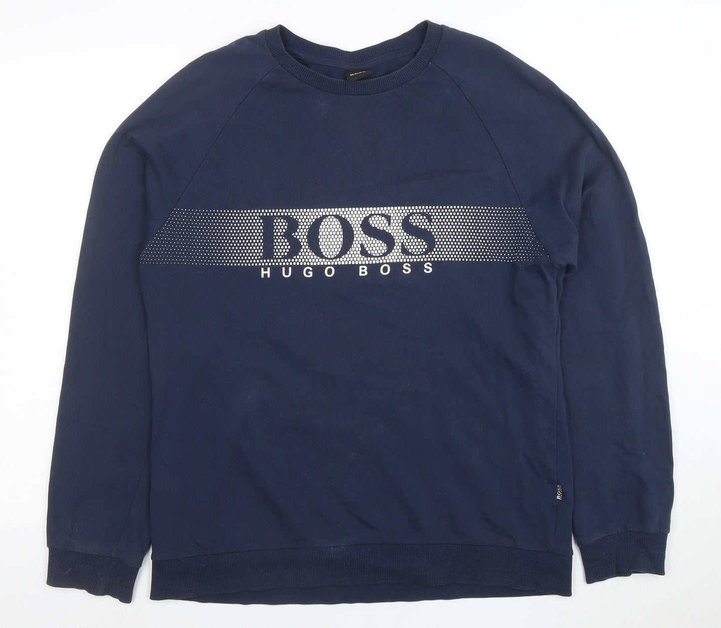 Hugo Boss Men's Blue Logo Cotton Long Sleeve T-Shirt M