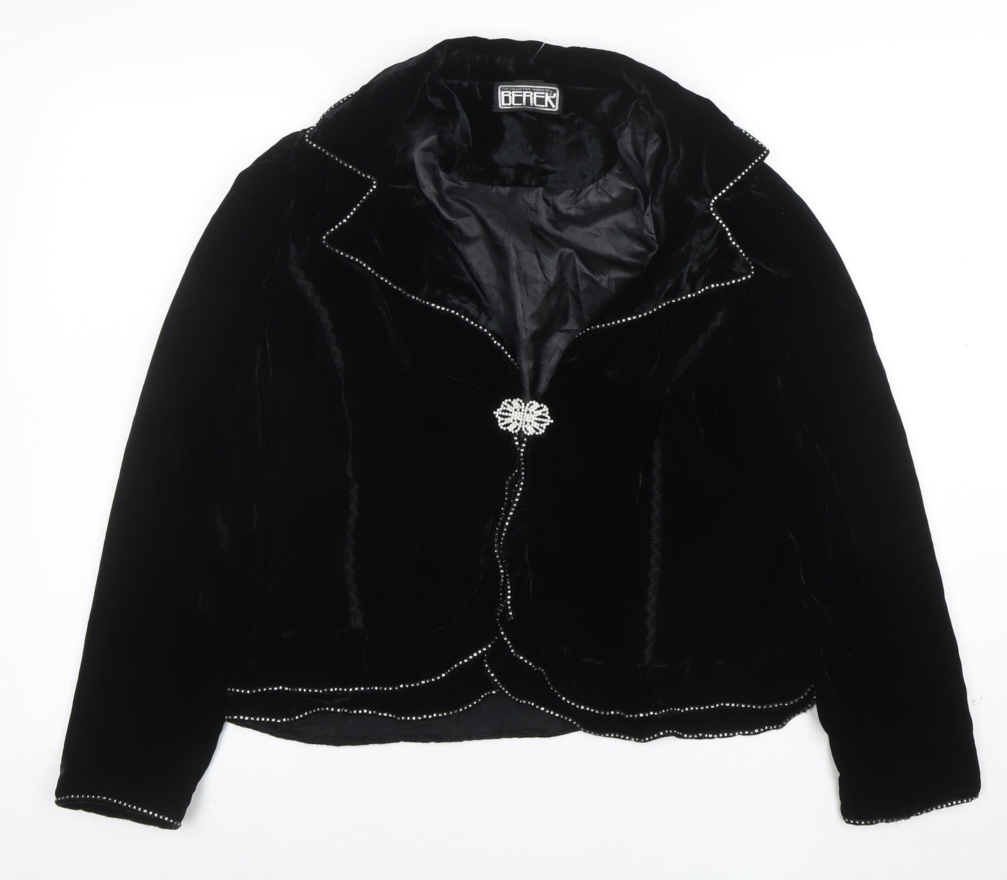Berek Women Black Velvet Embellished Suit Jacket Size L