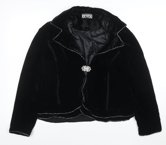Berek Women Black Velvet Embellished Suit Jacket Size L