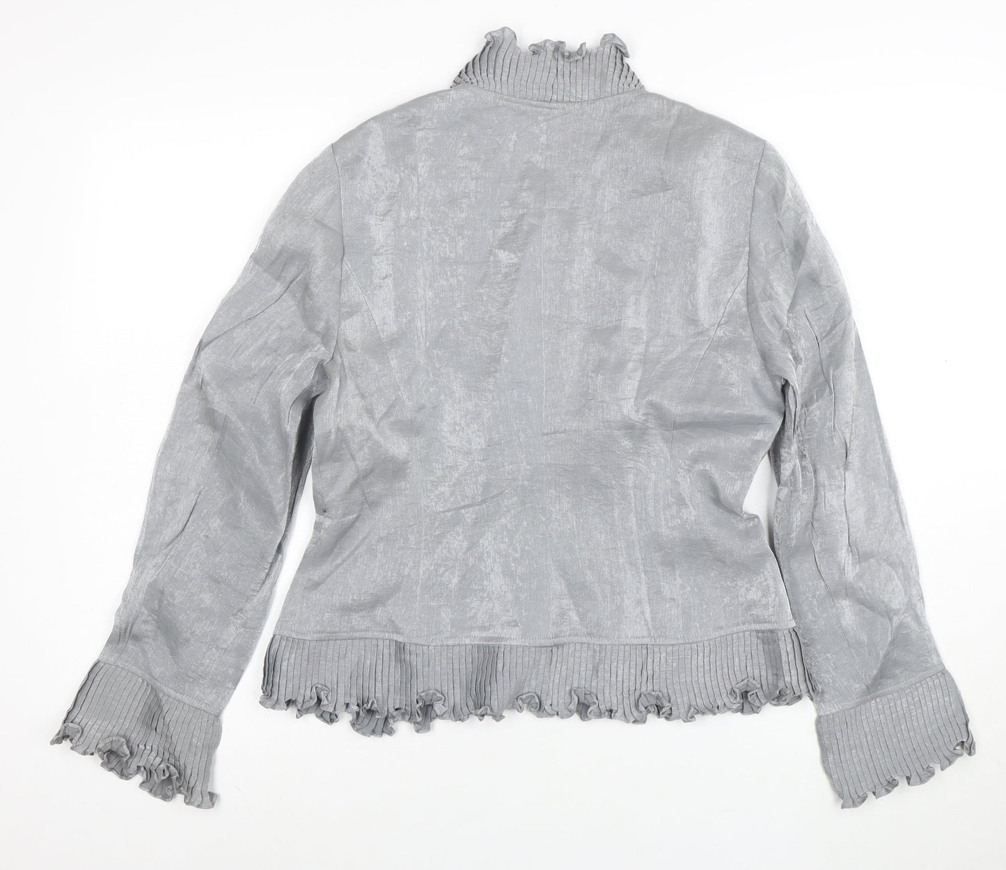 Adrianna Papell Women’s Grey Ruffled Blazer Size 8 Evening Essentials