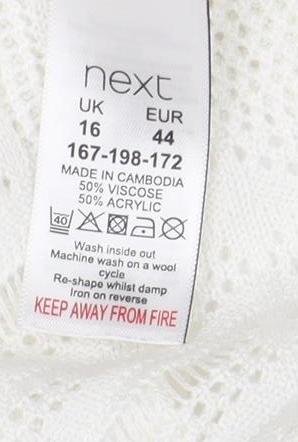 Next Women’s White Sleeveless Knit Ruffle Hem Tunic Blouse Size 16
