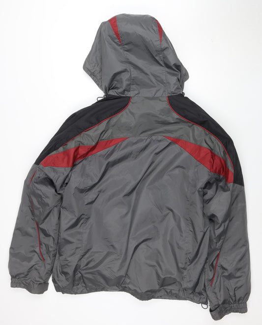 Athletech Men's Grey Hooded Windbreaker Jacket Size M Outdoor Zip Up