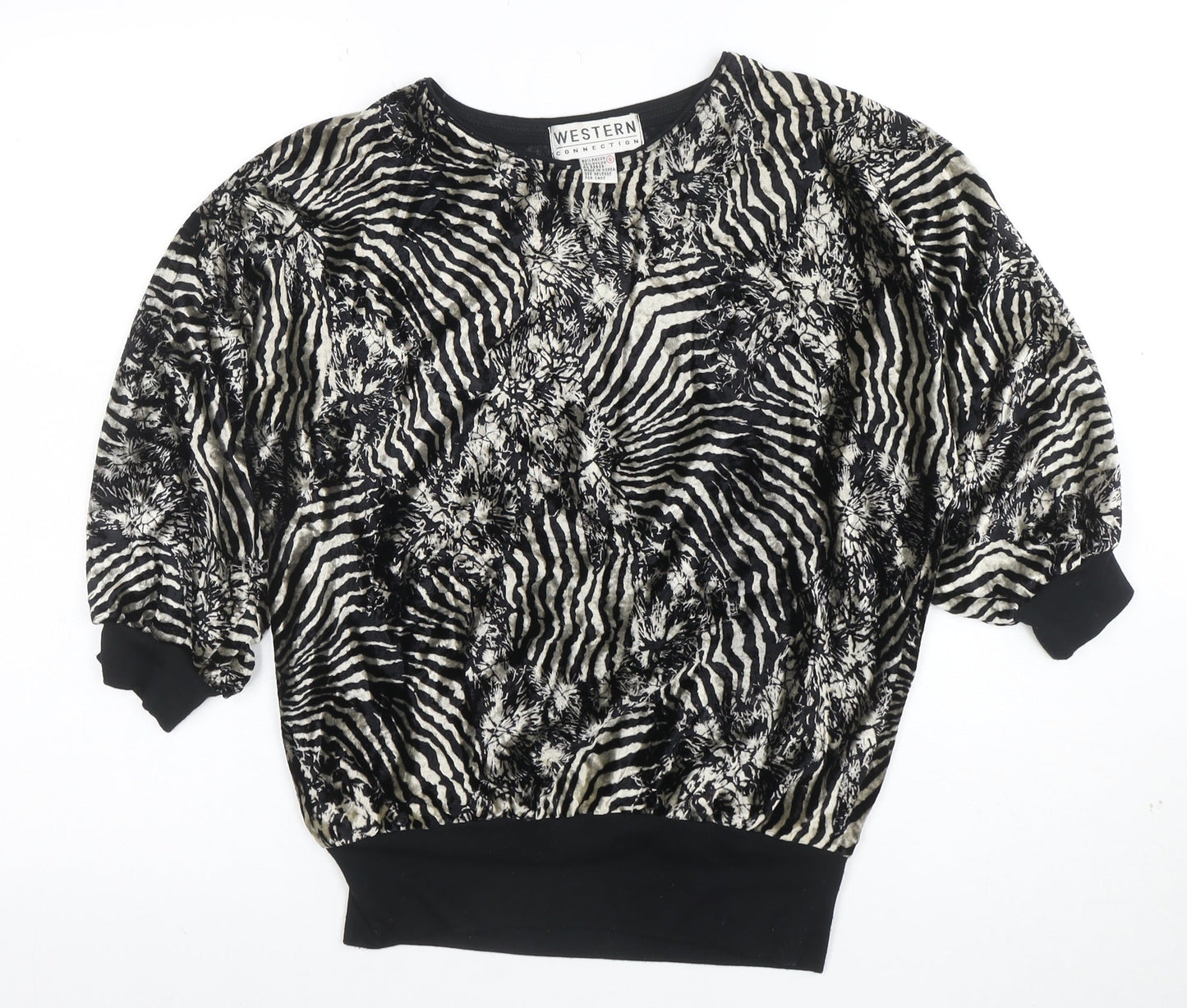 Western Connection Womens Black Animal Print Tunic Blouse S