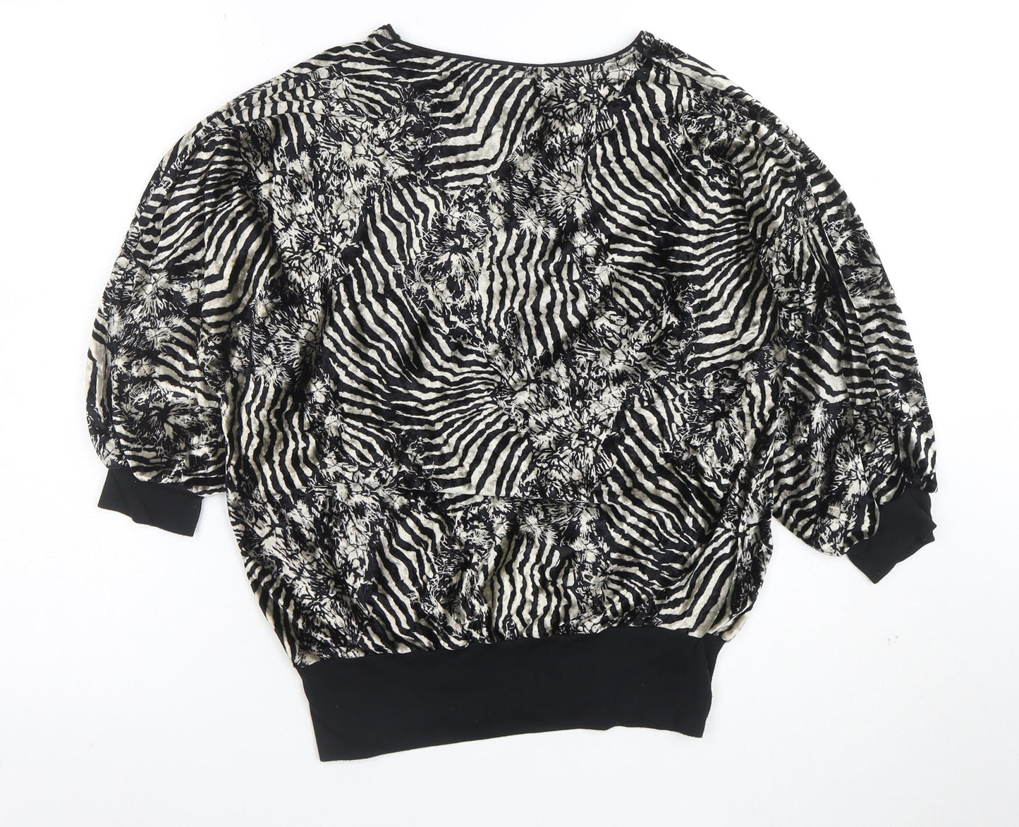Western Connection Womens Black Animal Print Tunic Blouse S