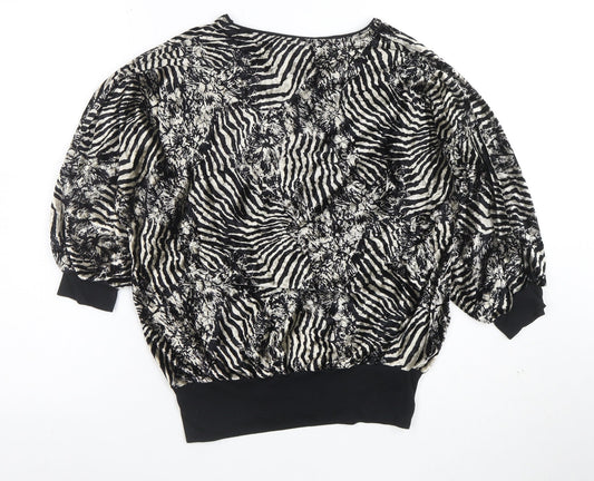 Western Connection Womens Black Animal Print Tunic Blouse S