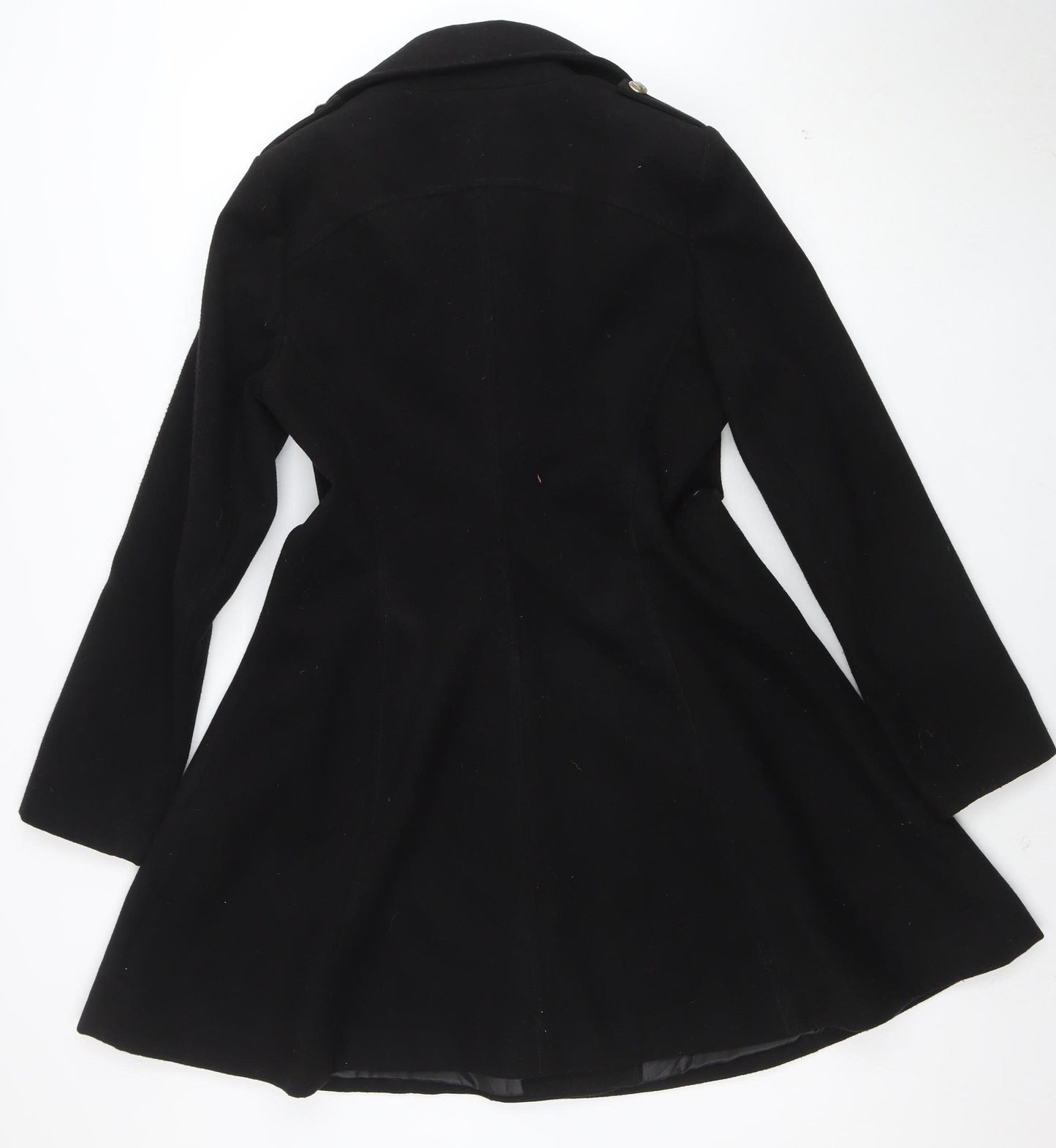 Miss Selfridge Women Black Pea Coat Size 12 Classic Mid-Length