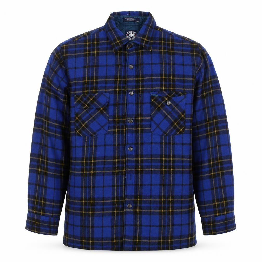 The Great Plains Mens Blue Checked Wool Lined Shirt Jacket L