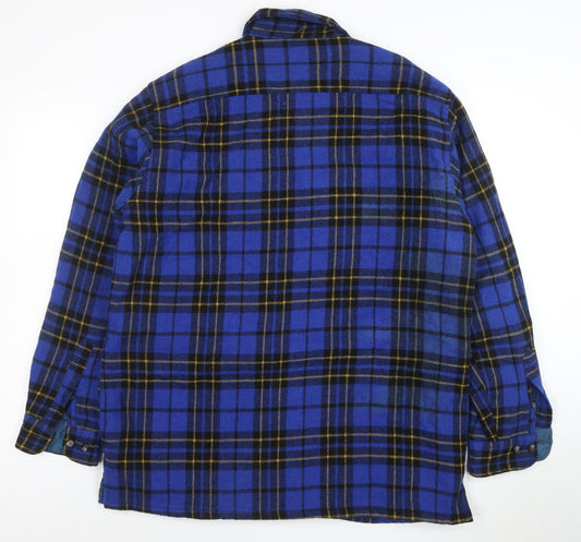 The Great Plains Mens Blue Checked Wool Lined Shirt Jacket L