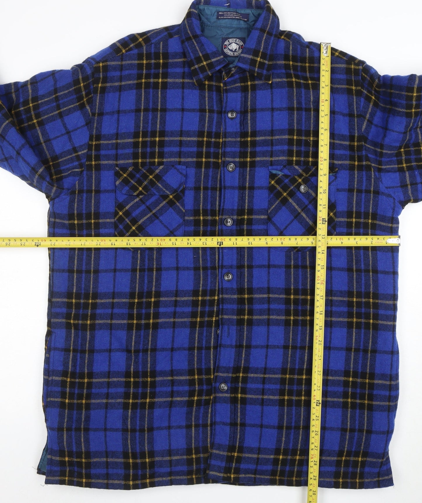 The Great Plains Mens Blue Checked Wool Lined Shirt Jacket L