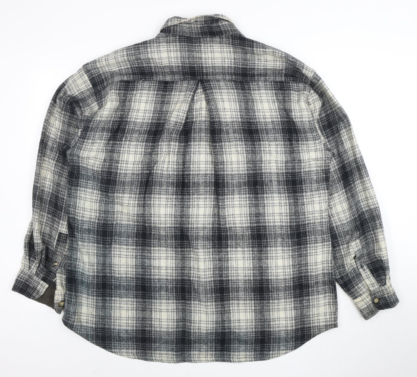 Sierra Pacific Men's Large Black Grey Check Wool Blend Button-Up Shirt