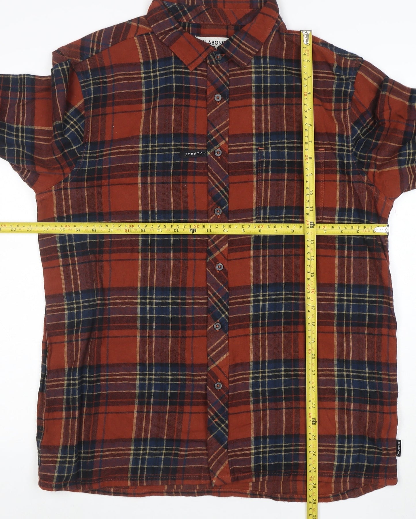 Billabong Men's Brown Plaid Cotton Flannel Long Sleeve Shirt L