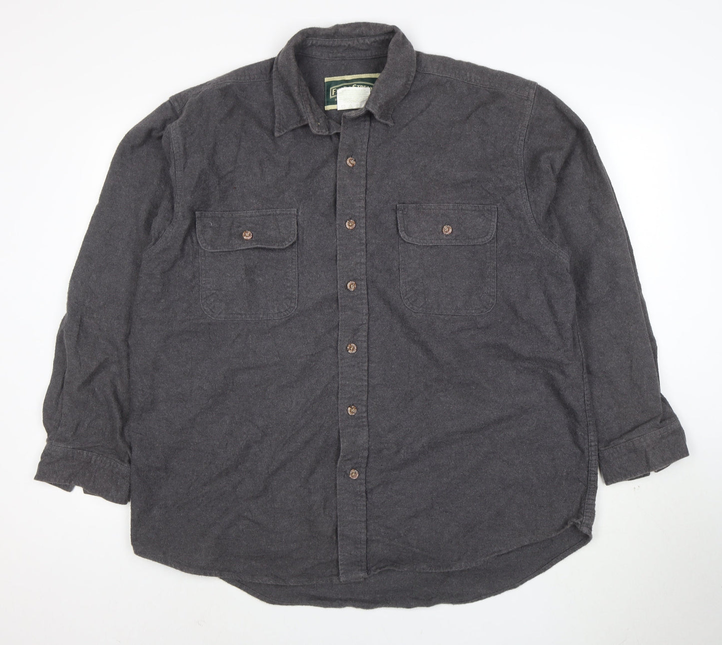 Field & Stream Men's Grey Cotton Flannel Button-Up Shirt XL