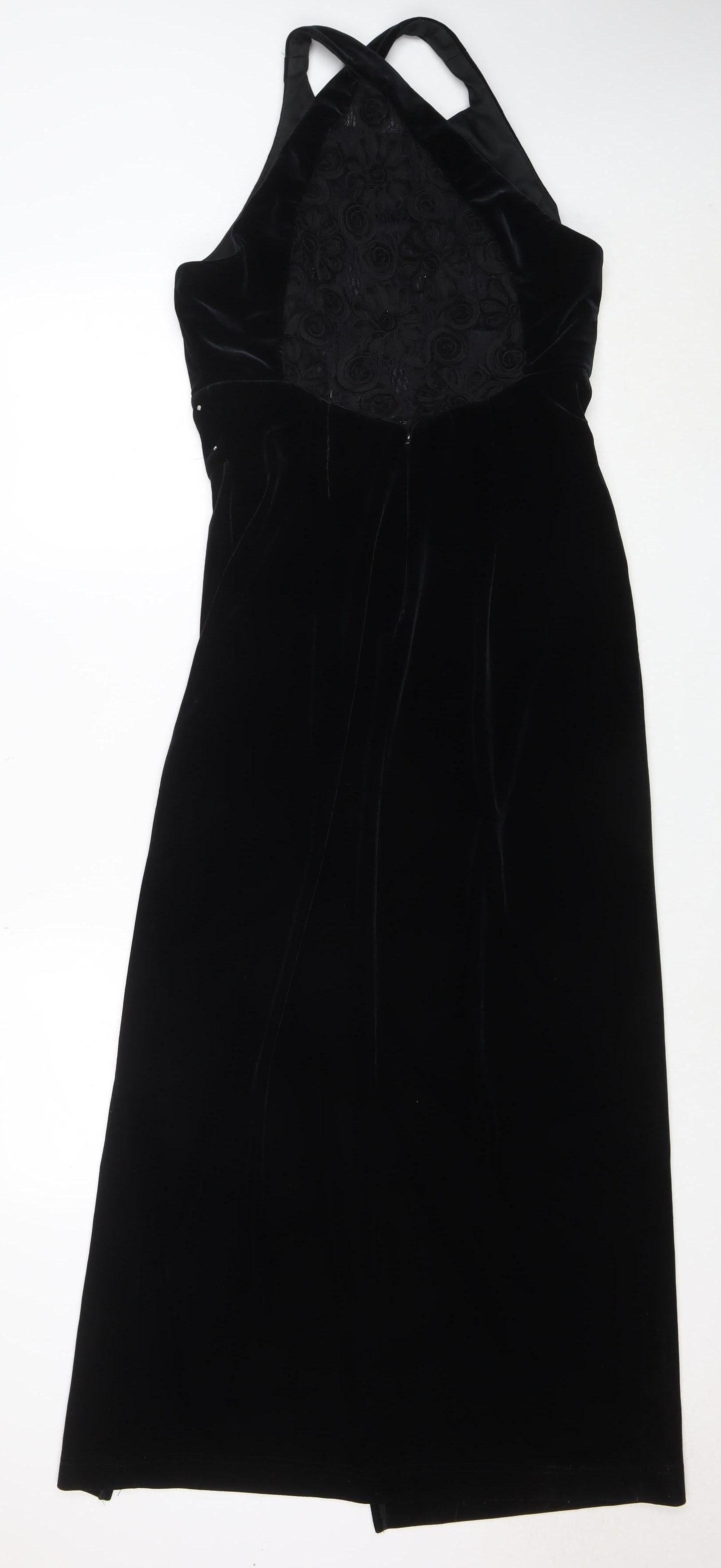 Bari Jay Women’s Black Velvet Halter Long Mermaid Dress Size 10-12