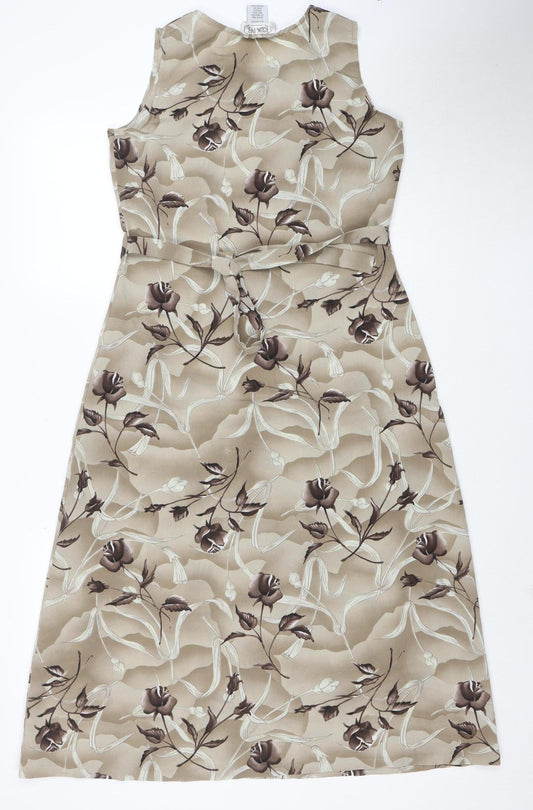 Rolling Over Women’s Beige Floral Midi Sheath Dress Size S Retro