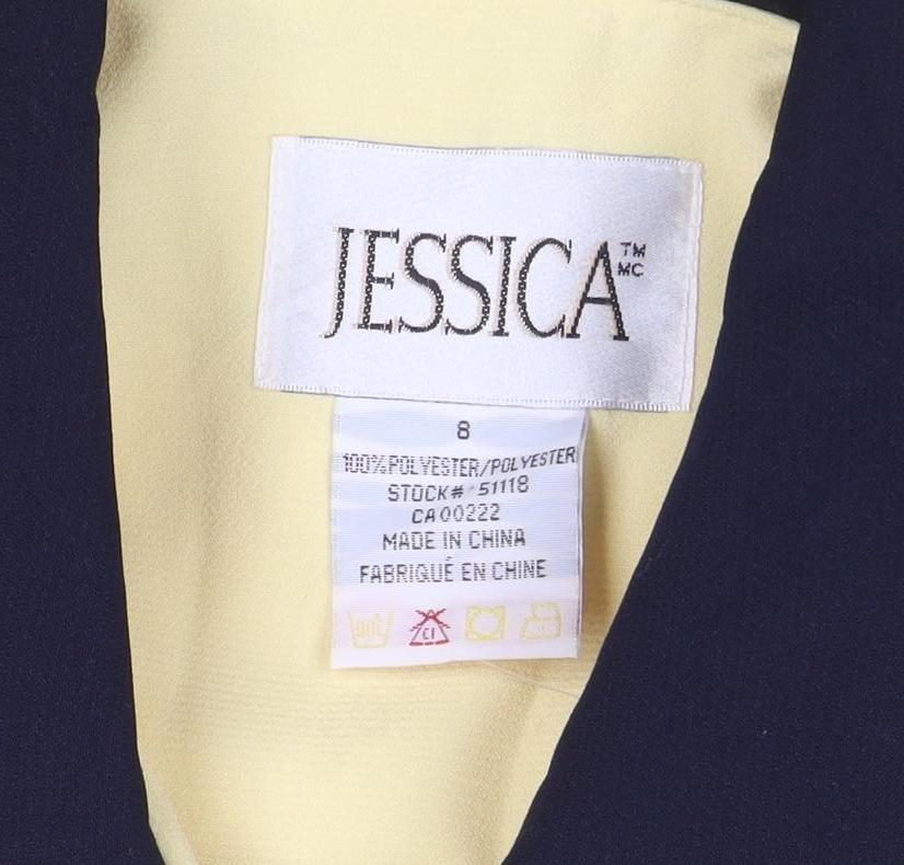 Jessica Womens Yellow Collared Zip Blouse Size 8 Short Sleeve