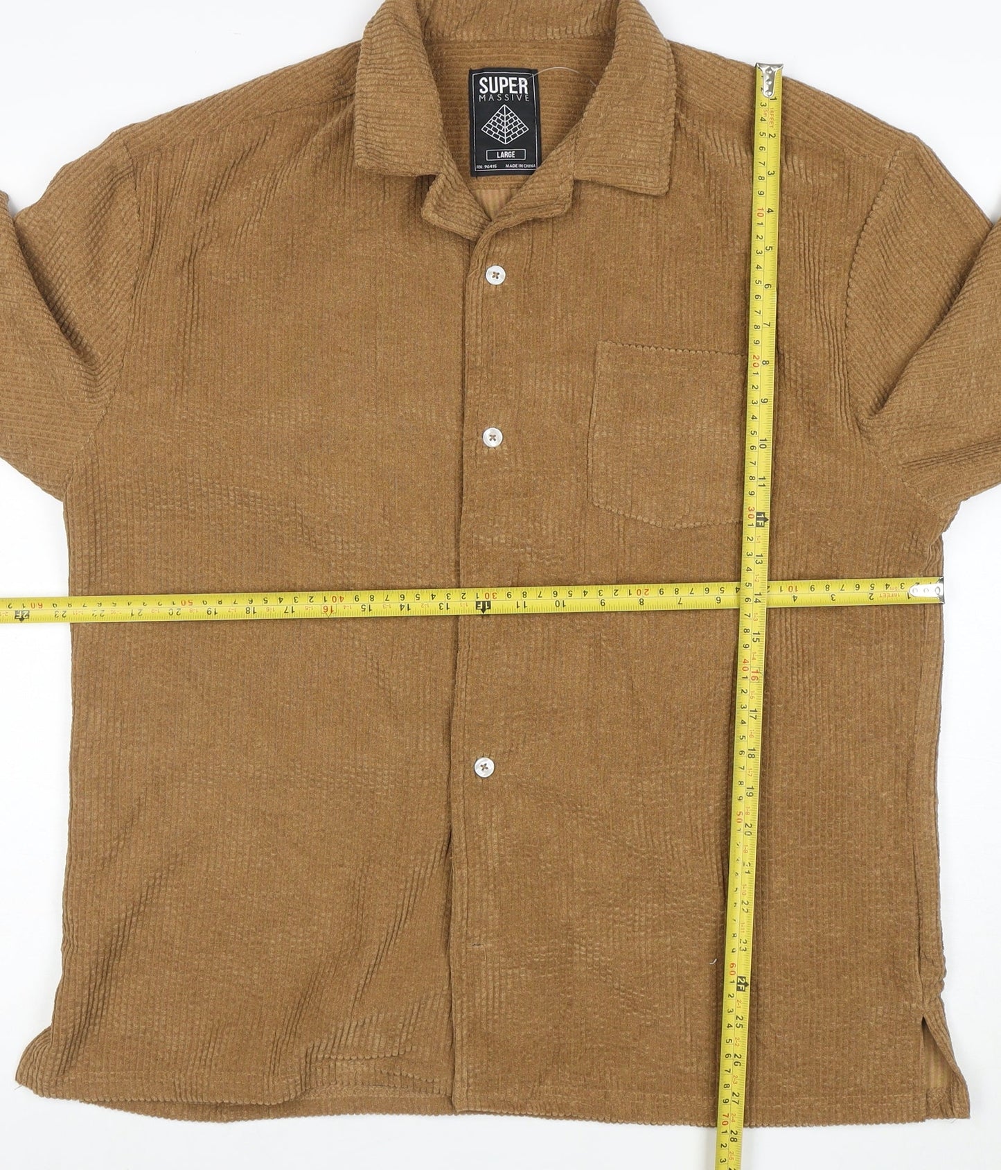 Super Massive Men’s Brown Corduroy Button-Up Shirt Size L