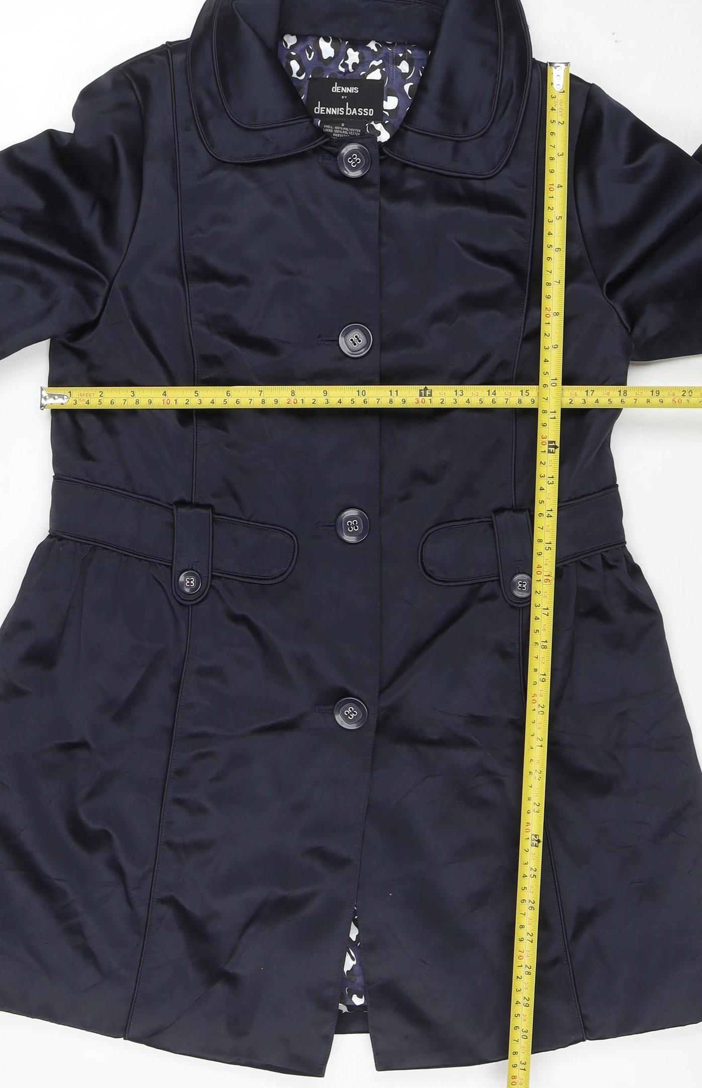 Dennis Basso Women’s Black Mid-Length Polyester Belted Coat Size S