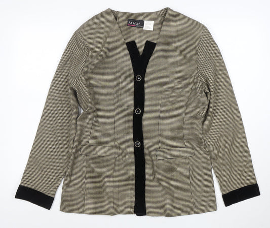 Melissa Harper Womens Beige Houndstooth Velvet Trim Suit Jacket Size 8