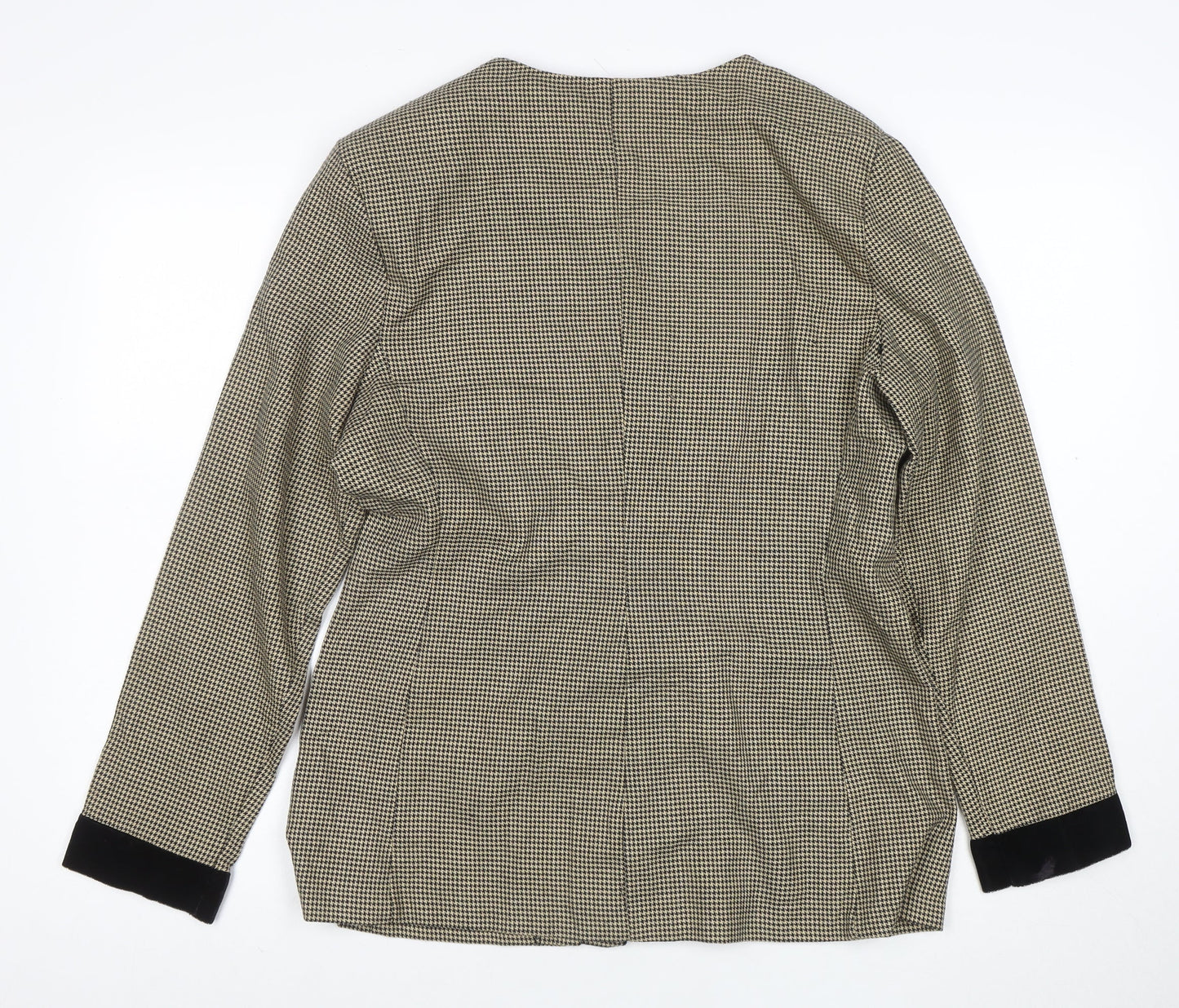 Melissa Harper Womens Beige Houndstooth Velvet Trim Suit Jacket Size 8