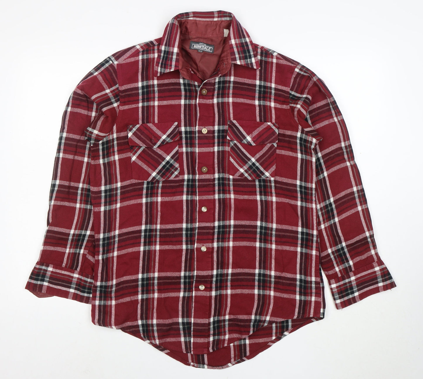Birkdale Men's Red Plaid Flannel Long Sleeve Button-Up Shirt Size M