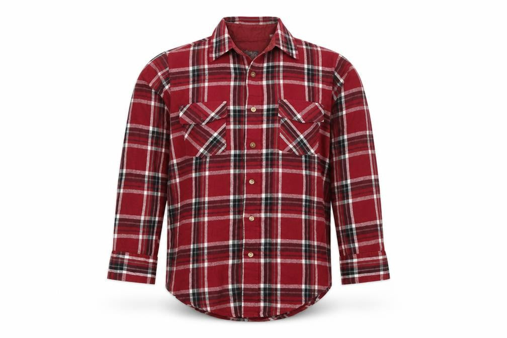 Birkdale Men's Red Plaid Flannel Long Sleeve Button-Up Shirt Size M