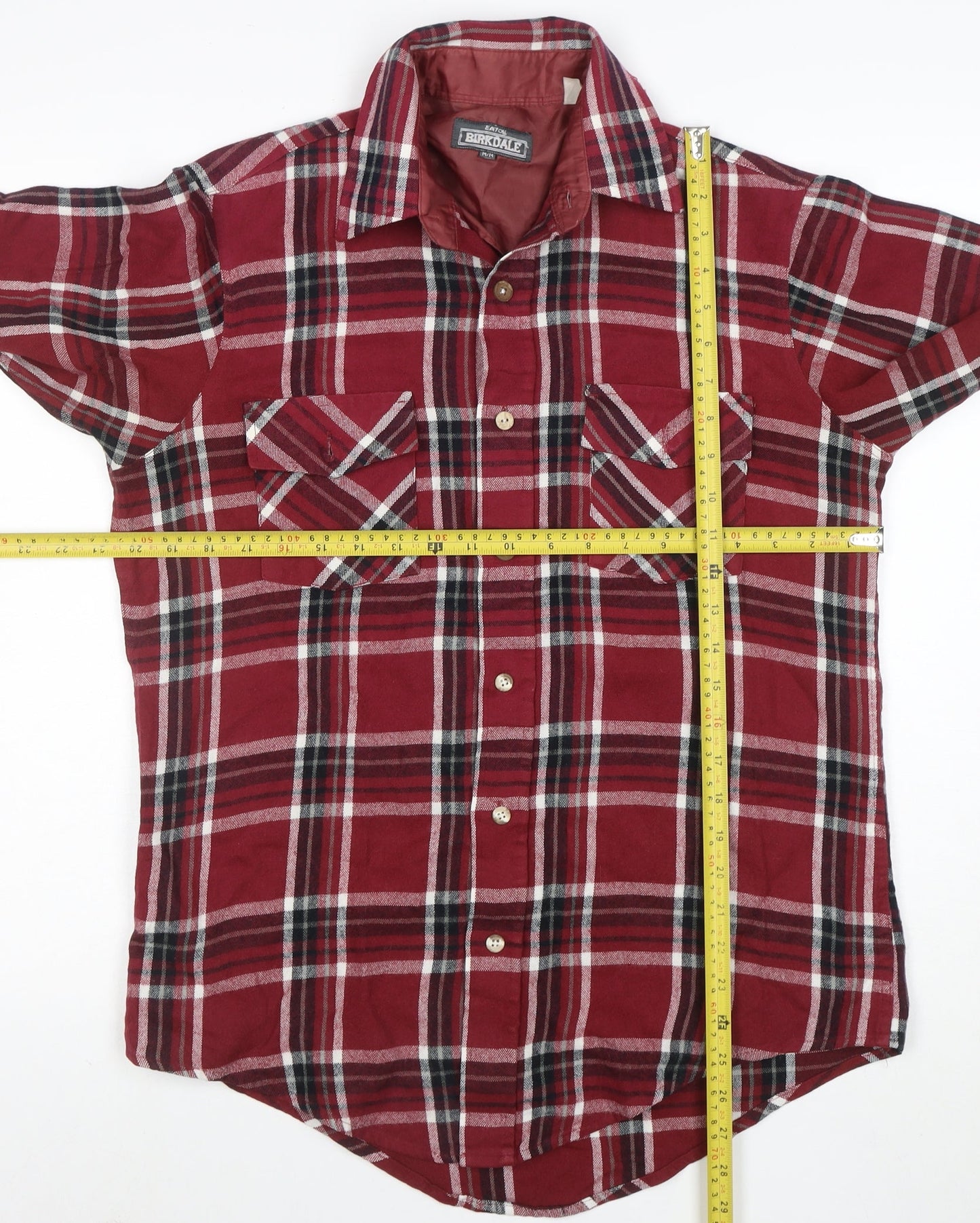 Birkdale Men's Red Plaid Flannel Long Sleeve Button-Up Shirt Size M