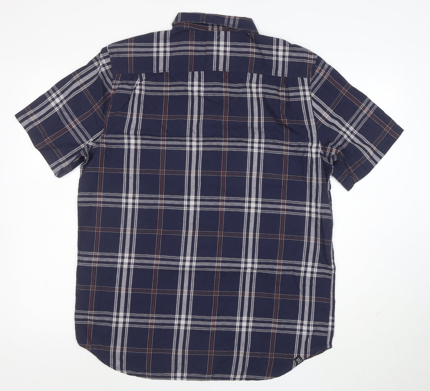 Vans Men's Blue Plaid Cotton Short Sleeve Button-Up Shirt L