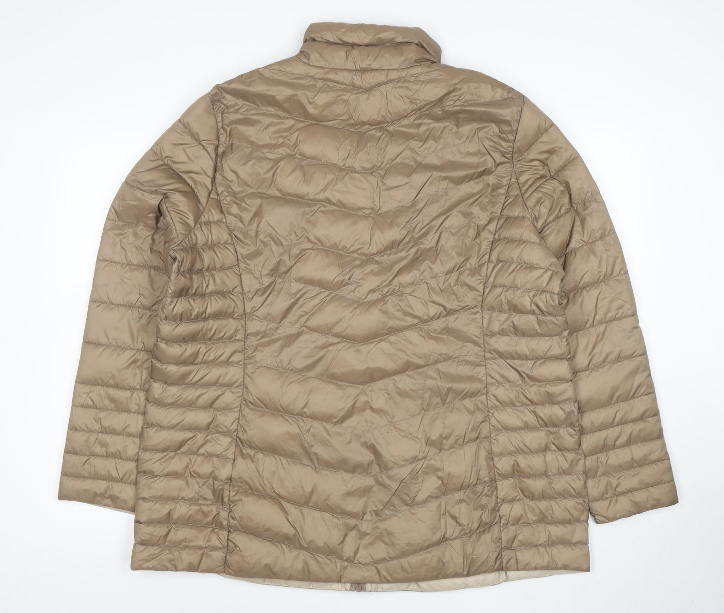 C&A Women's Beige Puffer Jacket Size 18 Lightweight Quilted Zip Coat