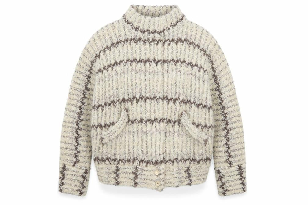 P.G.E. Women's Beige Chunky-Knit Wool Mohair Cardigan Size L