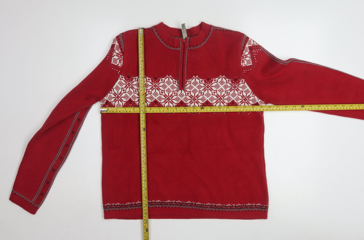 Hanna Andersson Womens Red Fair Isle 1/4 Zip Cotton Jumper M