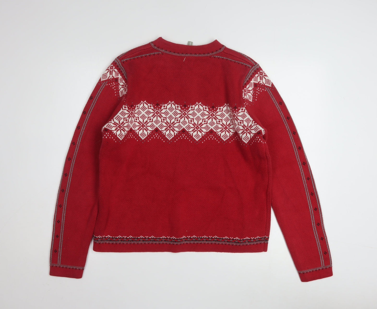 Hanna Andersson Womens Red Fair Isle 1/4 Zip Cotton Jumper M