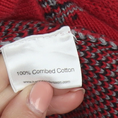 Hanna Andersson Womens Red Fair Isle 1/4 Zip Cotton Jumper M