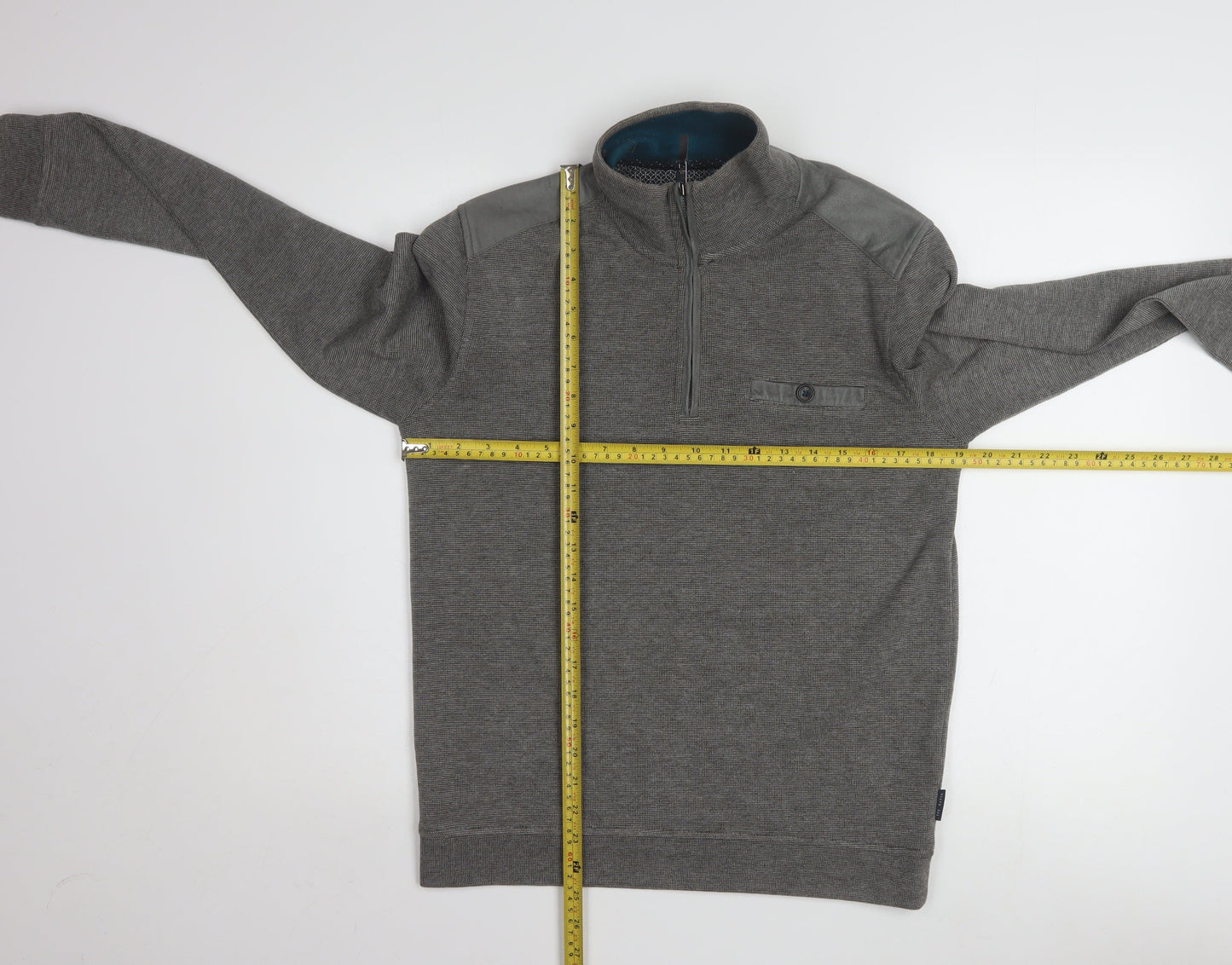 Ted Baker Mens Grey 1/4 Zip Knit Sweatshirt Medium Pullover