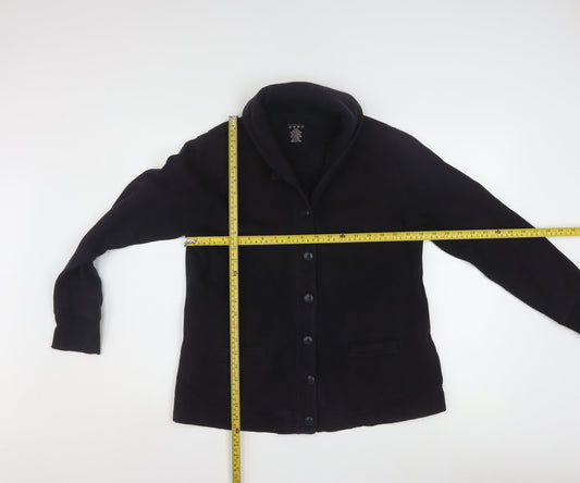 Lands' End Women's Black Petite M Cotton Blend Button Jacket