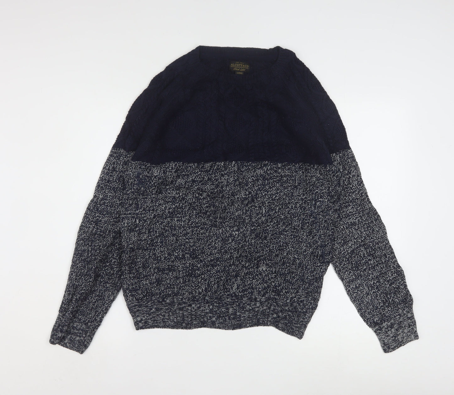Alcott & Co Men's Blue Cable-Knit Pullover Jumper Size L