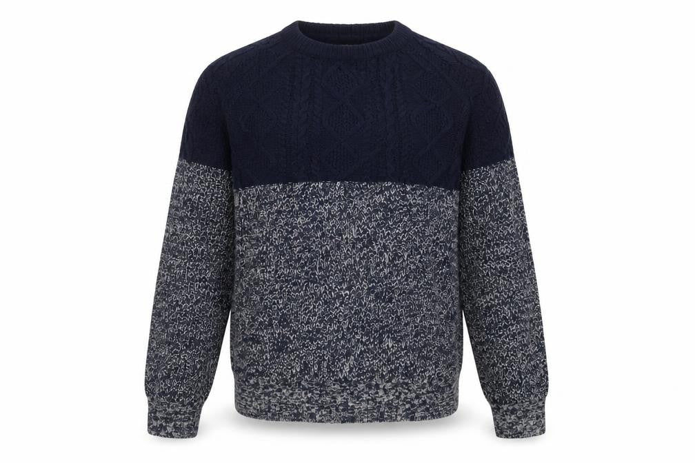 Alcott & Co Men's Blue Cable-Knit Pullover Jumper Size L